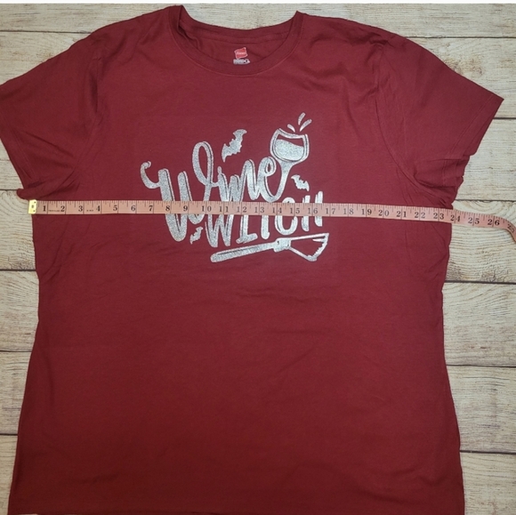Halloween Wine witch burgundy graphic tee shirt - Picture 3 of 4